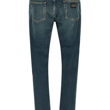 Dolce & Gabbana Blue Cotton Slim Fit Jeans