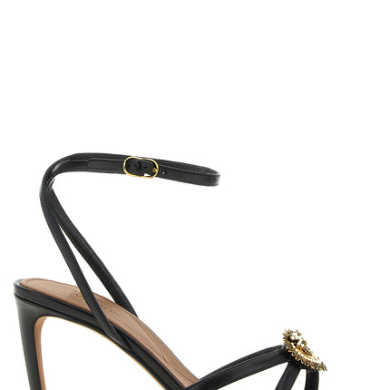 Dolce & Gabbana Black Calfskin Stiletto Heel Sandals