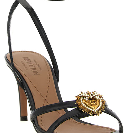 Dolce & Gabbana Black Calfskin Stiletto Heel Sandals