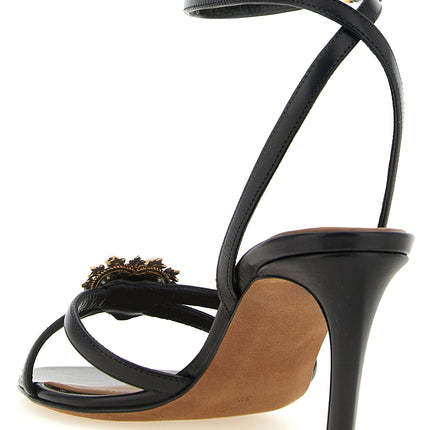 Dolce & Gabbana Black Calfskin Stiletto Heel Sandals