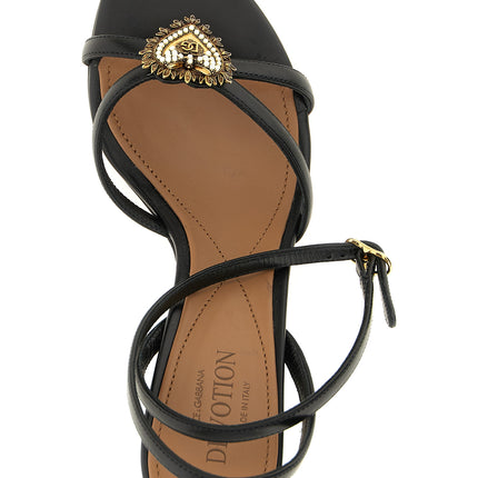 Dolce & Gabbana Black Calfskin Stiletto Heel Sandals