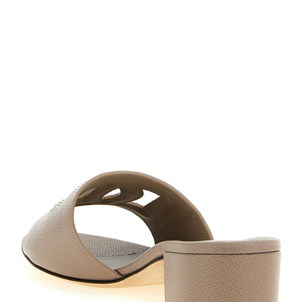 Dolce & Gabbana Gray Calfskin Mules