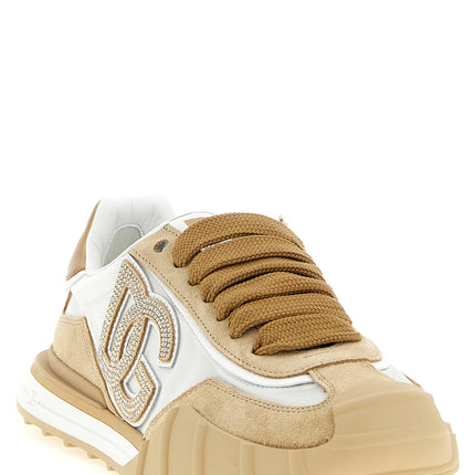 Dolce & Gabbana Beige Calfskin Athletic Sneakers