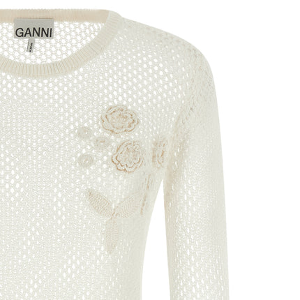 Ganni White Organic Cotton Cardigan