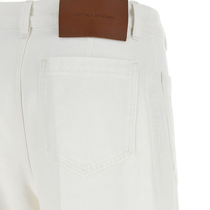 Victoria Beckham White Cotton Flared Jeans