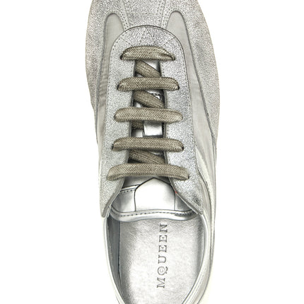 Alexander McQueen Silver Leather Athletic Sneakers