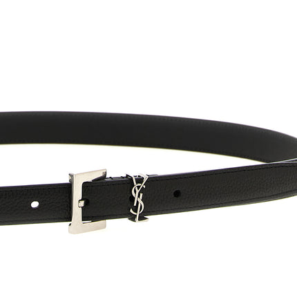Saint Laurent Black Calfskin Regular Belt Saint Laurent