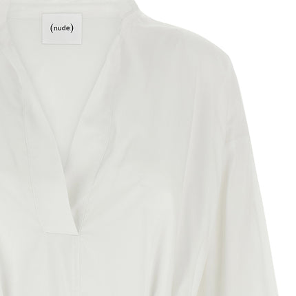 NUDE White Cotton Midi Dress NUDE