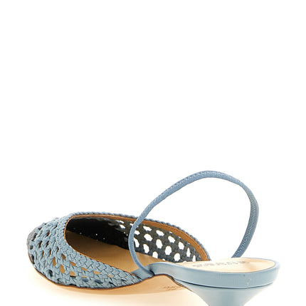 Francesco Russo Blue Goatskin Mid Heel Pumps Francesco Russo