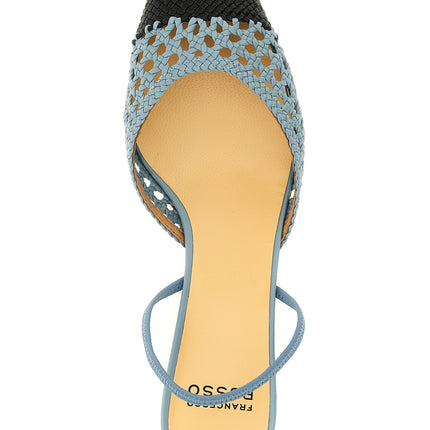 Francesco Russo Blue Goatskin Mid Heel Pumps Francesco Russo