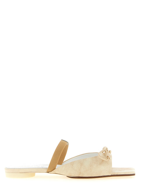 MM6 Maison Margiela Beige Cowhide Slides MM6 Maison Margiela