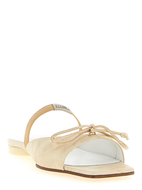 MM6 Maison Margiela Beige Cowhide Slides MM6 Maison Margiela