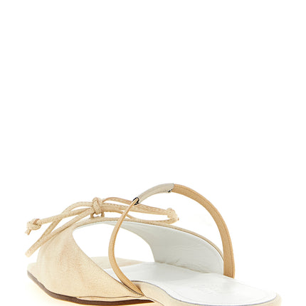 MM6 Maison Margiela Beige Cowhide Slides MM6 Maison Margiela