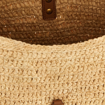 Saint Laurent Beige Raffia Shoulder Bag