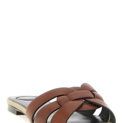 Saint Laurent Brown Calfskin Slides Saint Laurent