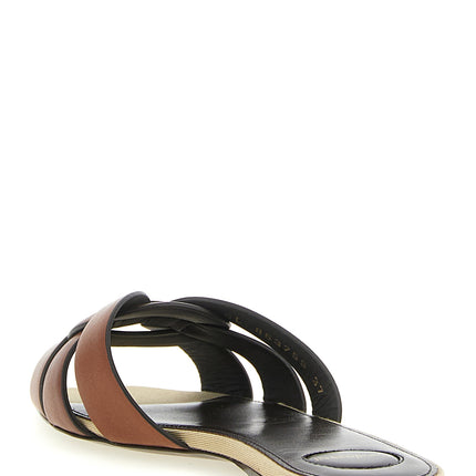 Saint Laurent Brown Calfskin Slides Saint Laurent
