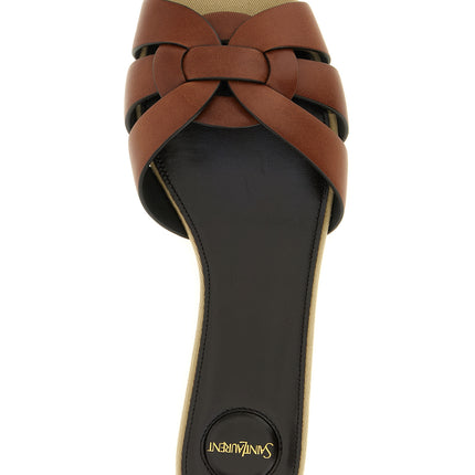 Saint Laurent Brown Calfskin Slides Saint Laurent