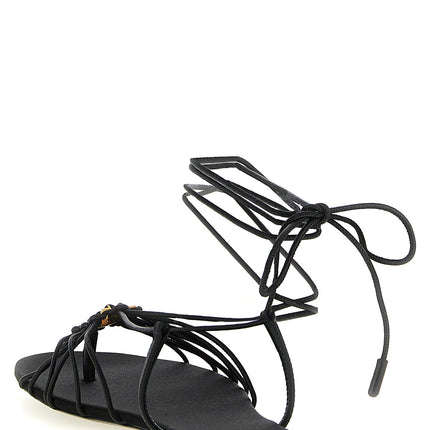 Saint Laurent Black Lamb Leather Flat Sandals Saint Laurent
