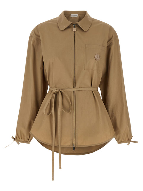 Moncler Beige Cotton Full-Length Jacket Moncler