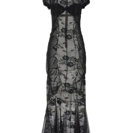 The Attico Black Cotton Midi Dress The Attico