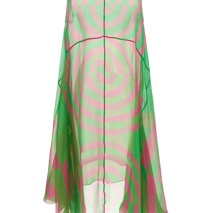 Dries Van Noten Bicolor Silk Midi Dress Dries Van Noten
