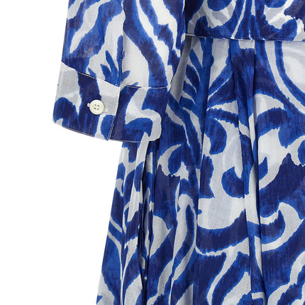 SAMANTHA SUNG Blue Cotton Midi Dress SAMANTHA SUNG