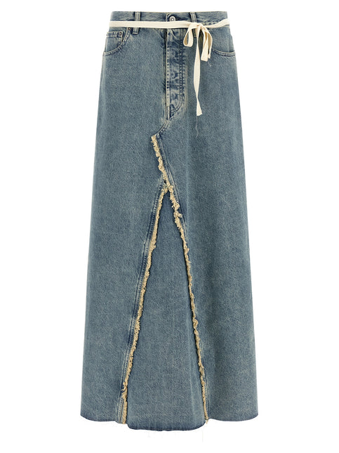 Maison Margiela Blue Cotton Mini Skirt Maison Margiela
