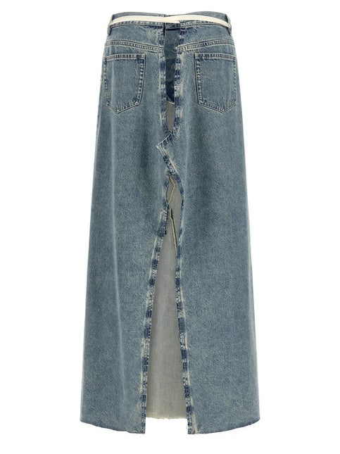 Maison Margiela Blue Cotton Mini Skirt Maison Margiela