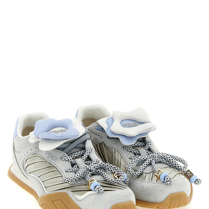 Fendi Gray Calfskin Athletic Sneakers Fendi