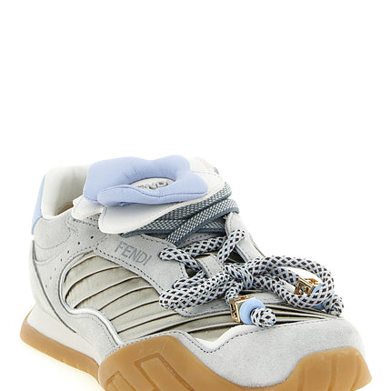 Fendi Gray Calfskin Athletic Sneakers Fendi