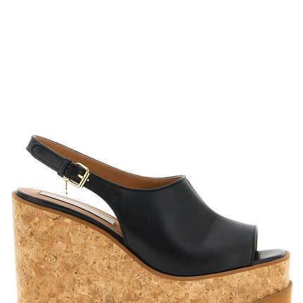 Stella McCartney Black Polyurethane Wedge Sandals Stella McCartney