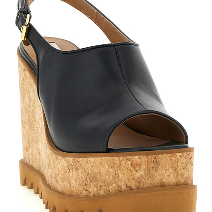 Stella McCartney Black Polyurethane Wedge Sandals Stella McCartney