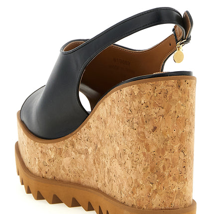 Stella McCartney Black Polyurethane Wedge Sandals Stella McCartney