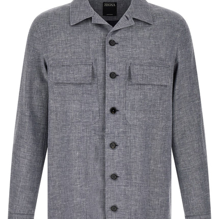 ZEGNA Blue Linen Blouse ZEGNA