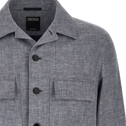 ZEGNA Blue Linen Blouse ZEGNA