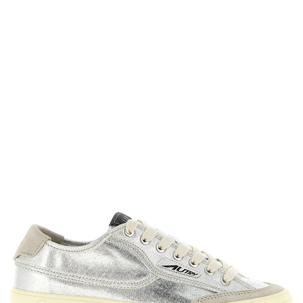 Autry Silver Canvas Low Top Sneakers Autry