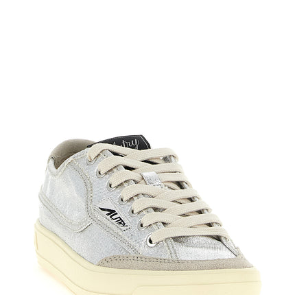 Autry Silver Canvas Low Top Sneakers Autry