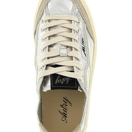 Autry Silver Canvas Low Top Sneakers Autry