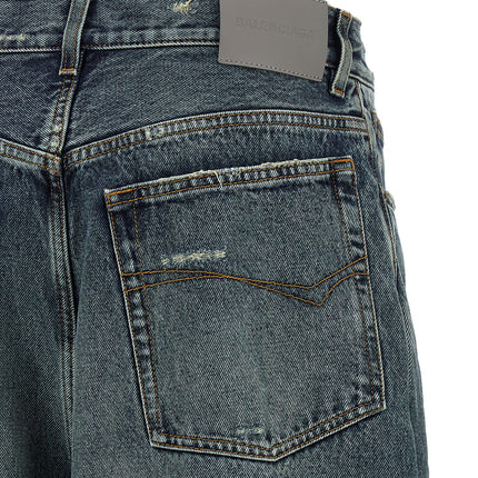 Balenciaga Blue Cotton Relaxed Fit Jeans Balenciaga