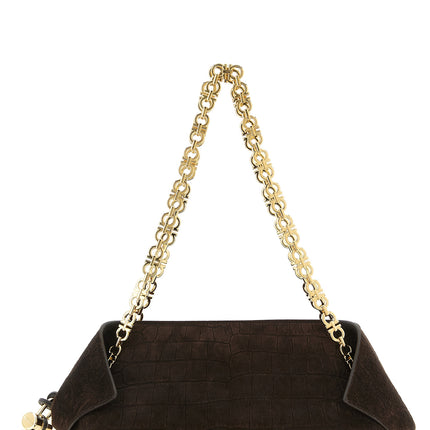 Ferragamo Brown Goatskin Shoulder Bag Ferragamo