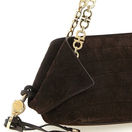 Ferragamo Brown Goatskin Shoulder Bag Ferragamo