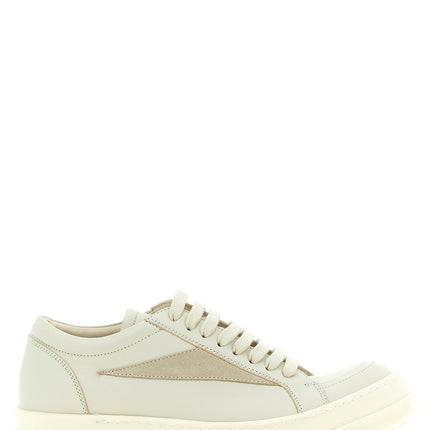 Rick Owens Beige Cowhide Low Top Sneakers