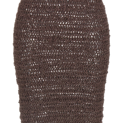ALLIS Brown Polyester Midi Skirt
