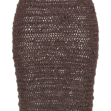 ALLIS Brown Polyester Midi Skirt
