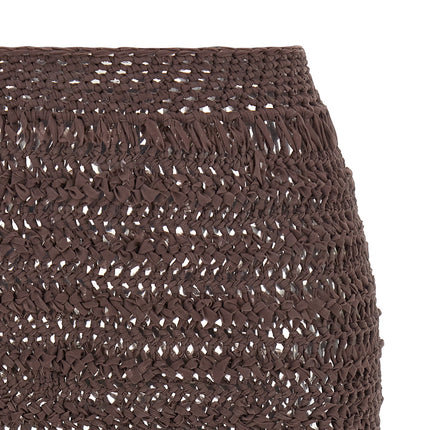 ALLIS Brown Polyester Midi Skirt
