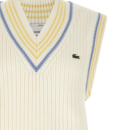 Lacoste White Cotton Sleeveles Sweater