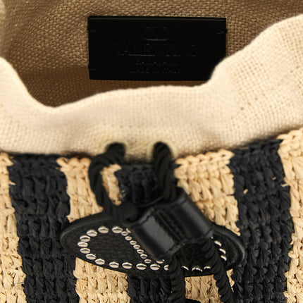 Valentino Garavani Black Straw Shoulder Bag