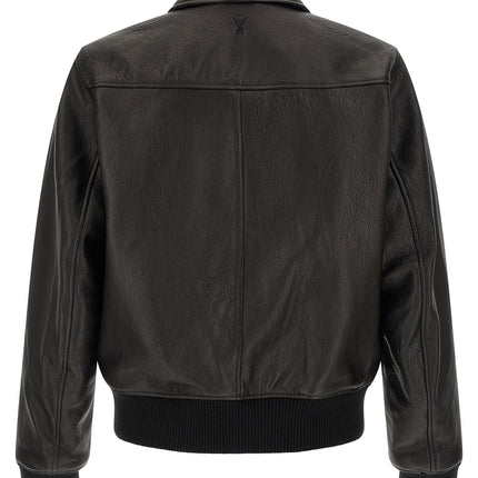 Ami Paris Black Lamb Leather Leather Jacket