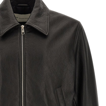 Ami Paris Black Lamb Leather Leather Jacket