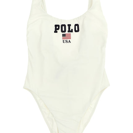 Polo Ralph Lauren White Nylon One-Piece Swimsuit